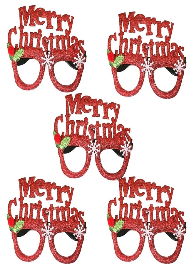 Partunay Pack Of 5 Merry Christmas Goggles Christmas Costume for Kids Adults Christmas Xmas Party Props Favor Christmas Gift For Kids